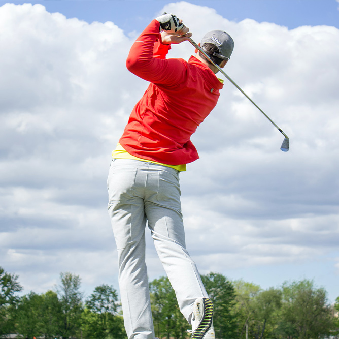 golfer finishing swing
